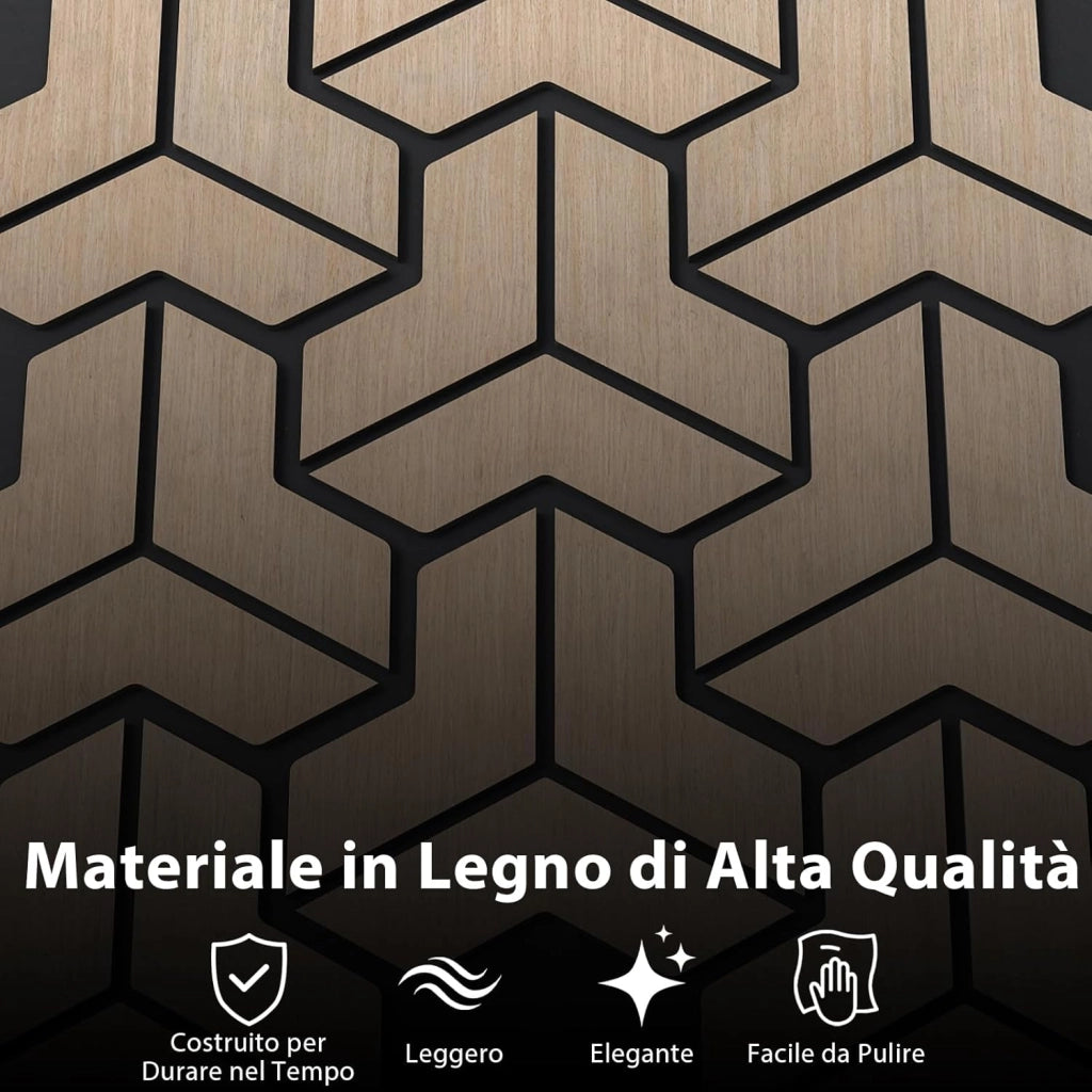 Set di 4 Pannelli Fonoassorbente, Pannelli Acustici per Pareti, 65 x 83 cm, 27 Tavole di Legno Irregolari, per Riduzione del Rumore, Decorazione Interna, 1,7 m²