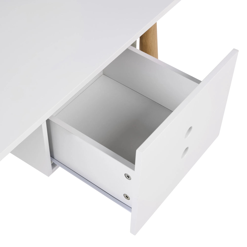 Scrivania da ufficio per casa con cassetti in truciolato 120 x 50 cm bianco e marrone chiaro design minimalista
