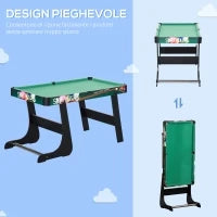 Tavolo da Gioco 6 in 1 con Calcio Balilla, Biliardo, Air Hockey, Ping Pong, Anelli e Hockey su Prato, 118x104x71 cm