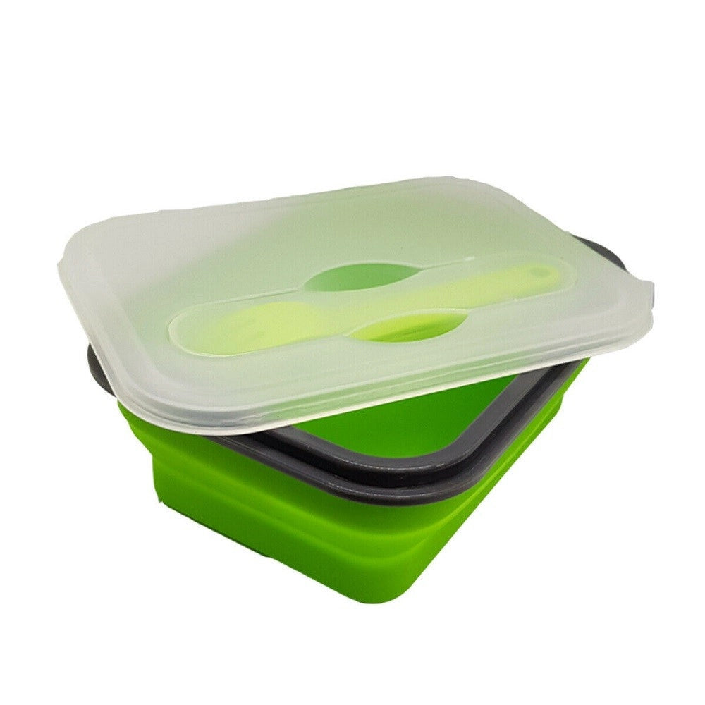 Trade Shop - Contenitore Cibo Pieghevole Silicone Scatola Porta Pranzo Posate Lavoro -