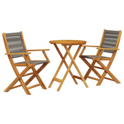 Set da Bistrot 3pz | Set Salotto da Giardino Grigio in Polipropilene e Legno Massello