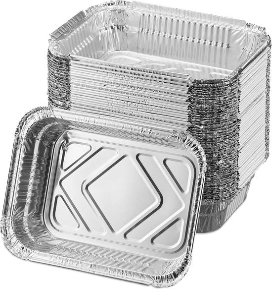 Set di Cesti in Alluminio da 50 - Cesti Grill Rettilinei per Barbecue - 185 x 13 cm