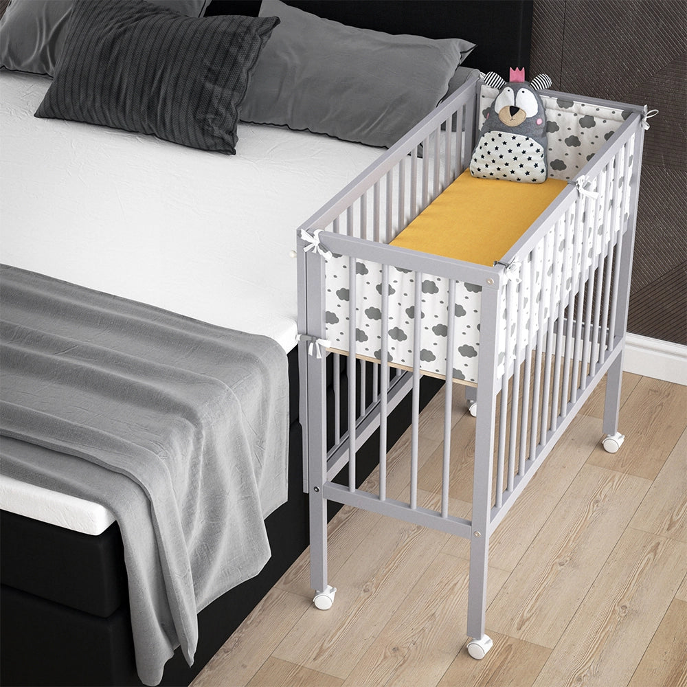 Vitalispa Lettino da attaccare al letto Grigio 94 x 90 cm 2 guide laterali