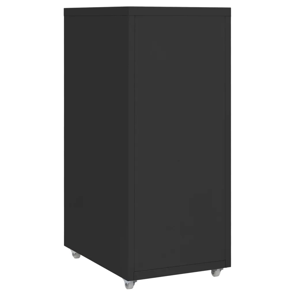 Schedario Mobile Nero 28x41x69 cm in Metallo 335918