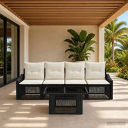 Set Divano da Giardino 5 pz Nero e Bianco Crema polyrattan 3437200