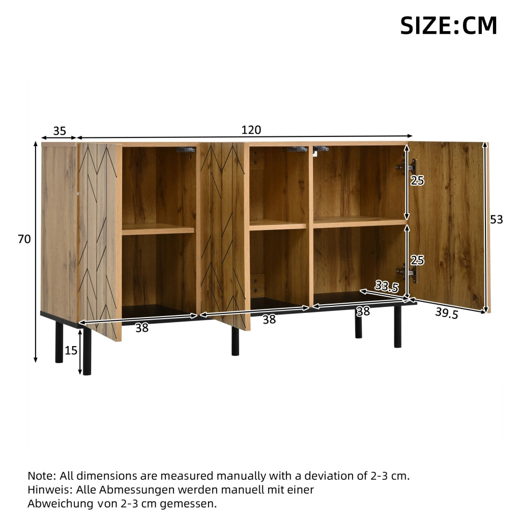 Sideboard moderno con 3 ante e motivo ondulato