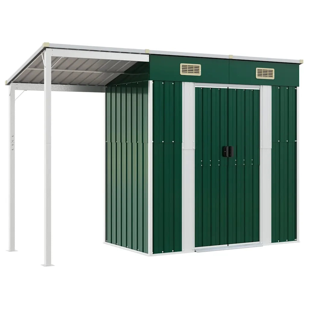 Capanno Giardino con Tetto Esteso Verde 277x107x181cm Acciaio CFW2622459