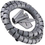 Trade Shop - Raccogli Cavo Spiralato Organizer Copri Fili Cavi Elettrici 2 Cm X 1,5 Mt Grigio -