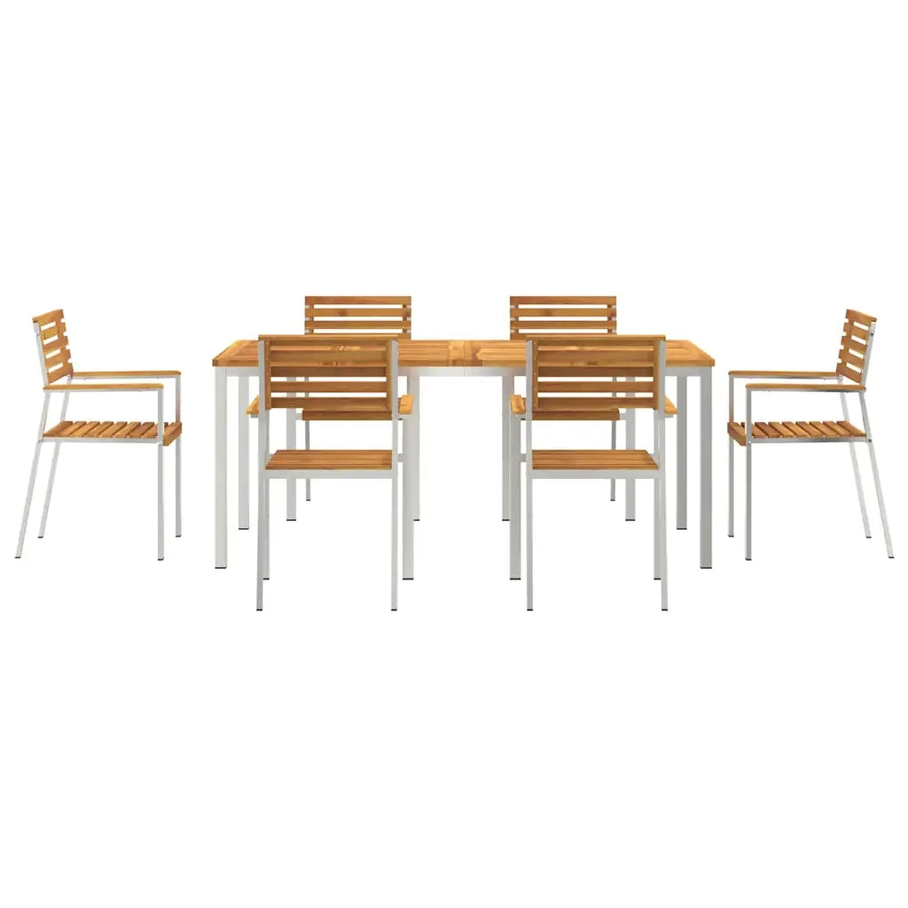 Set da Pranzo per Giardino 7 pcs Legno di Acacia Massello 3334778