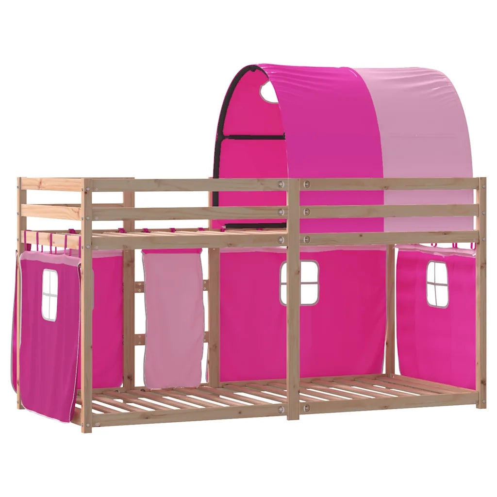 Letto a Castello senza Materasso Rosa 90x190 cm Legno di Pino