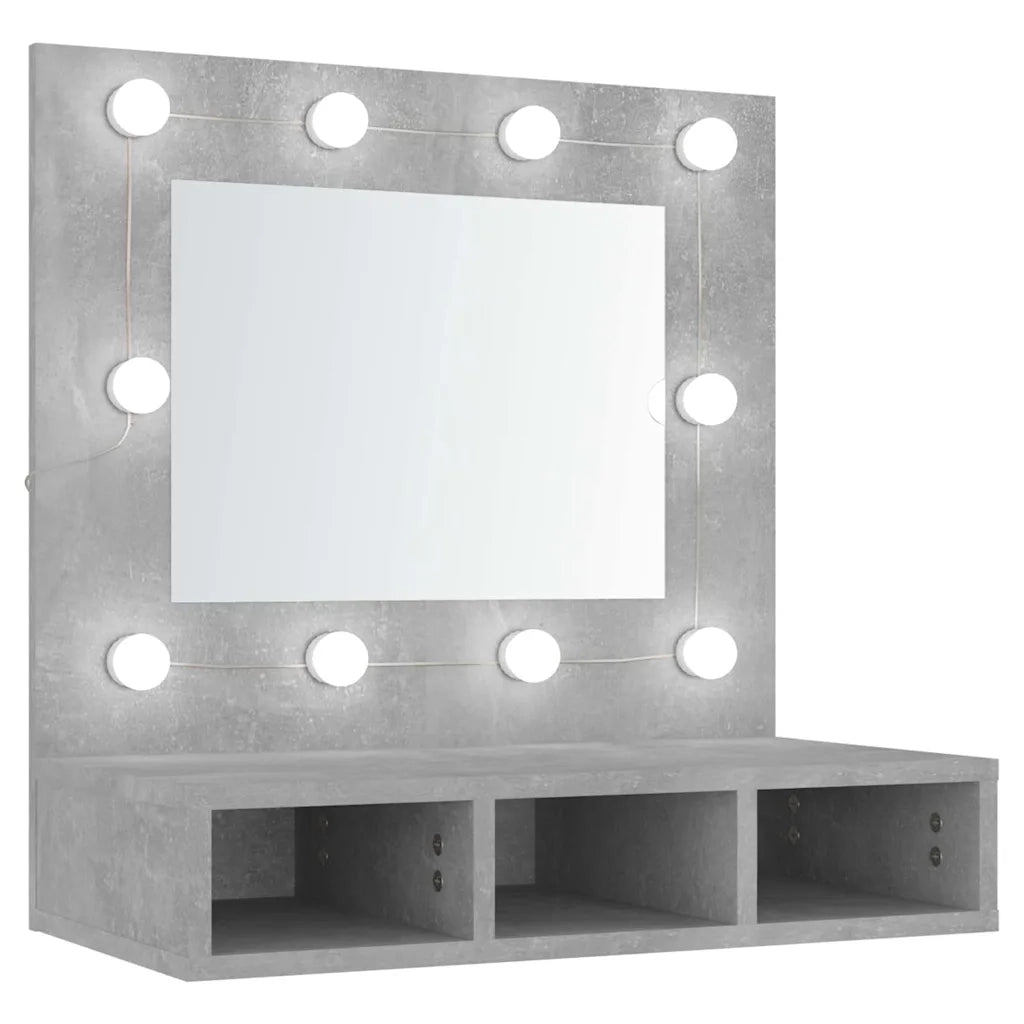 Mobile a Specchio | Armadio da bagno con LED Grigio Cemento 60x31,5x62 cm