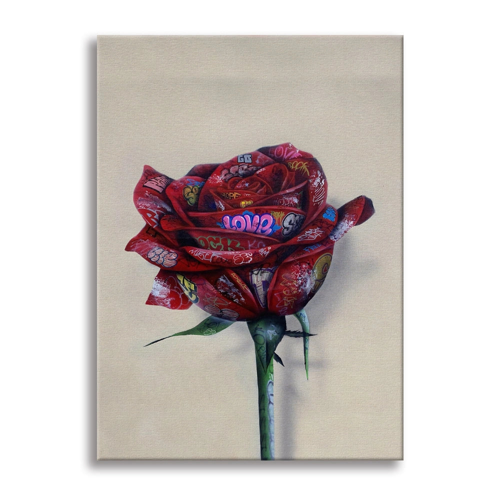 Paper Rose -  Quadro Canvas Contemporaneo su telaio in legno Misura: 70x100 cm