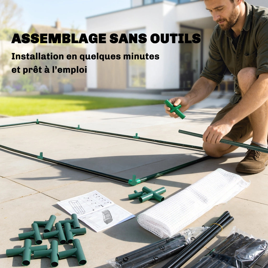 Mini serra per giardino ¨C zephmum ¨C 2x1x0.8m bacheca PE acciaio bianco