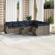 Set Divani da Giardino 10 pz con Cuscini Grigio in Polyrattan 3221850