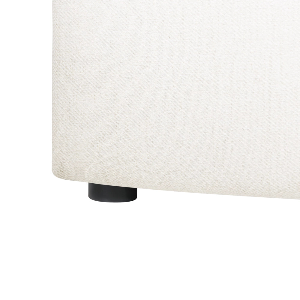 Letto rivestito in tessuto bianco sporco 140 x 200 cm testiera trapuntata con vano portaoggetti