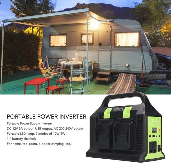 Convertitore di Corrente Portatile 300W con Uscita USB e Lampada a LED per Campeggio all'Aperto