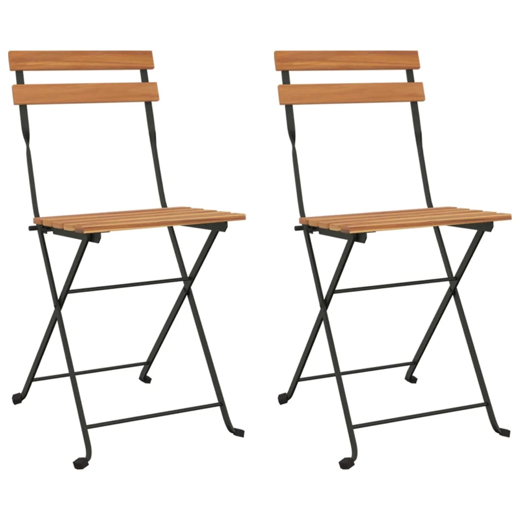 Sedie Pieghevoli da BistrÃ² 2 pz Legno Massello Teak e Acciaio