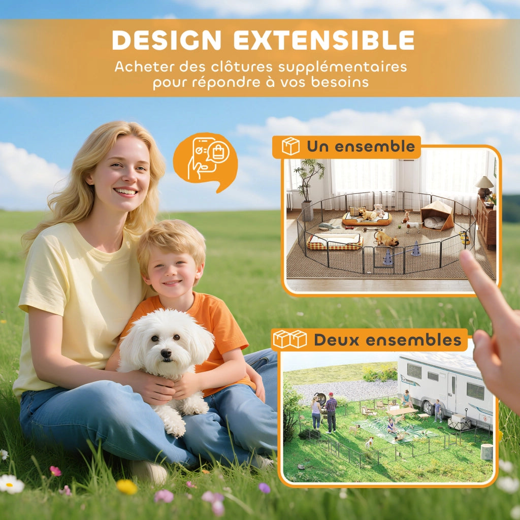 Recinto per cani ¨C zephmum ¨C Grigio 80x60