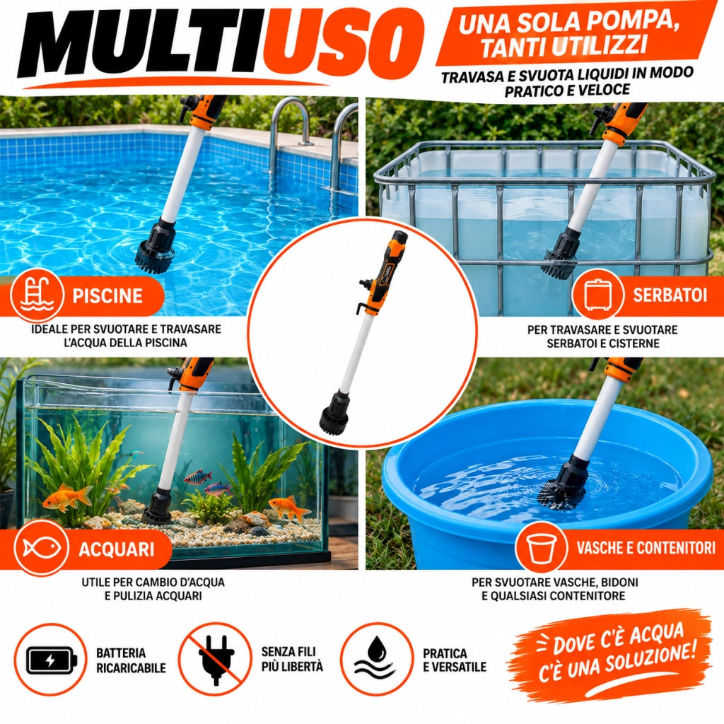 Pompa a Immersione con Batteria Ricaricabile 12V – 2,0Ah