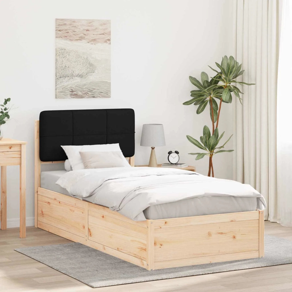 Letto con Testiera Rivestita Nero 80 x 200 cm Pino massello 877731