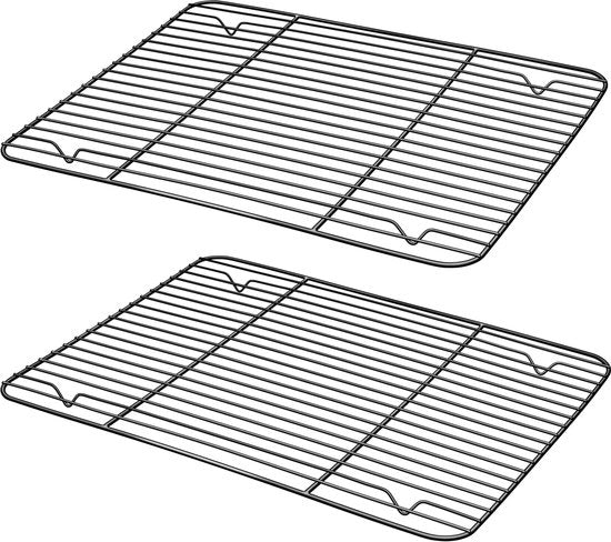 Raccoglitore per piatti, 2 pezzi RVS, 29,7 x 23 x 1,5 cm, rivestito con trattamento antiscivolo, per forno, griglia e raffreddamento, in acciaio inossidabile e facile da pulire