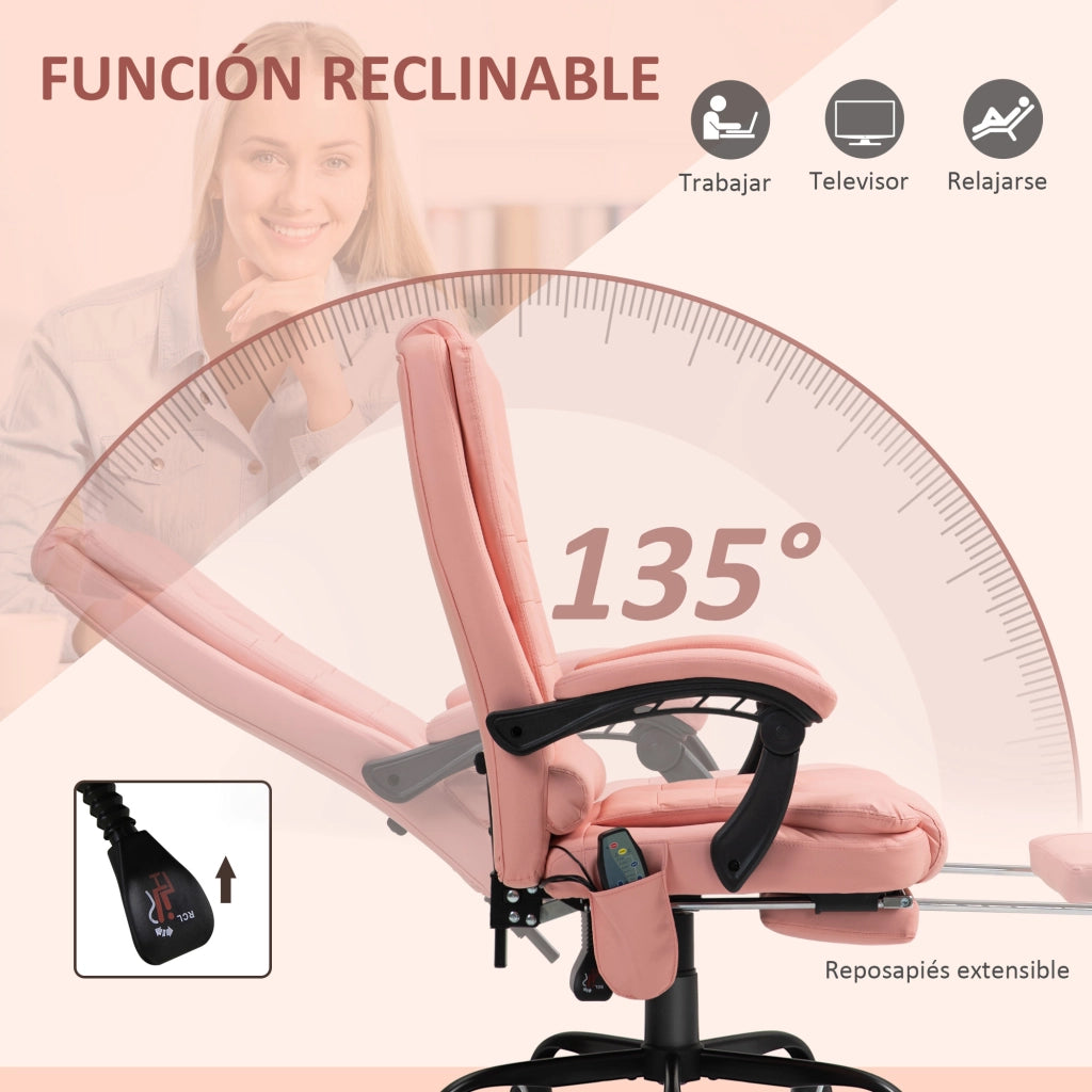Sedia da ufficio massaggiante con poggiapiedi retrattile ¨C zephmum ¨C rosa