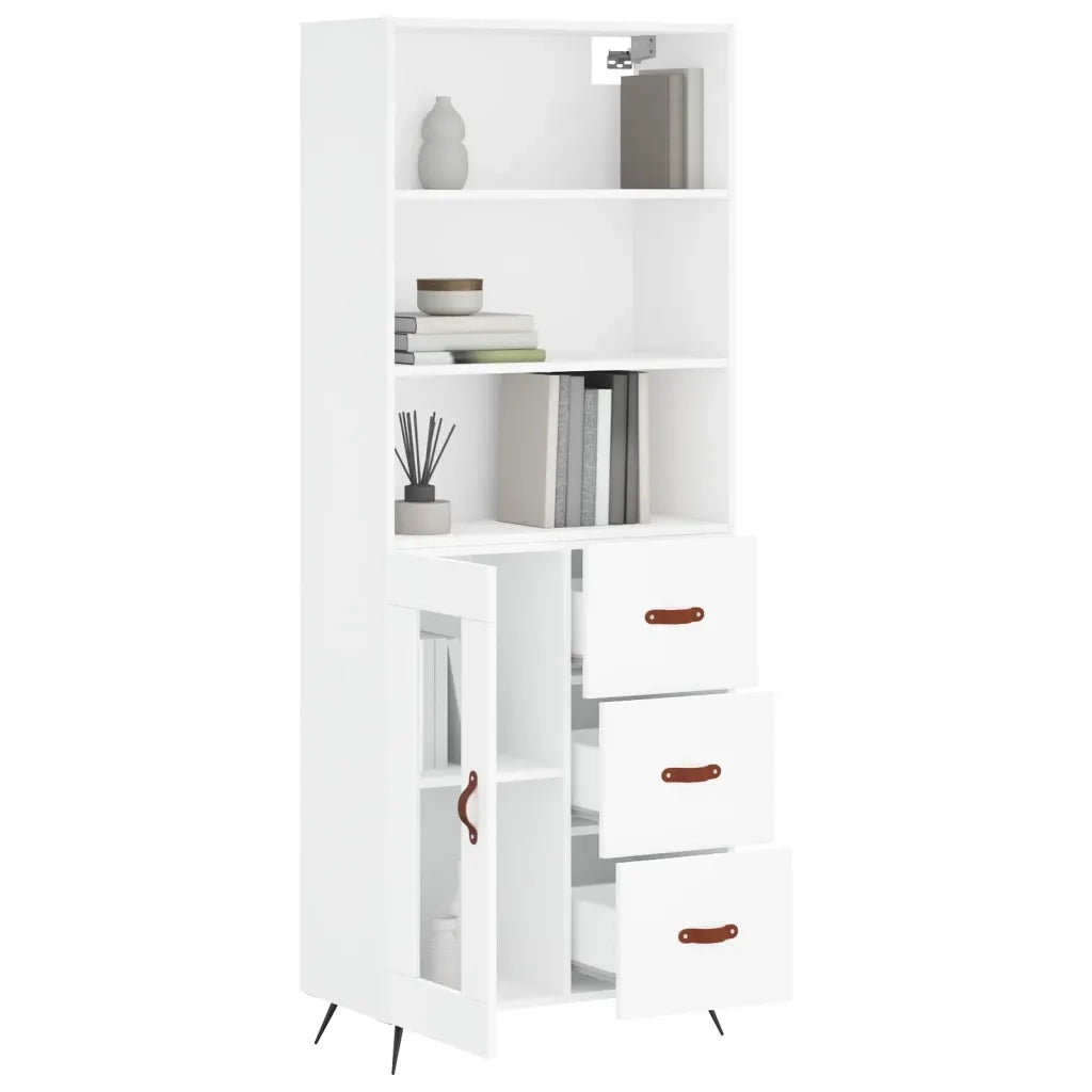 Credenza-Buffet-Armadio da cucina Bianca 69,5x34x180 cm in Legno Multistrato 106228