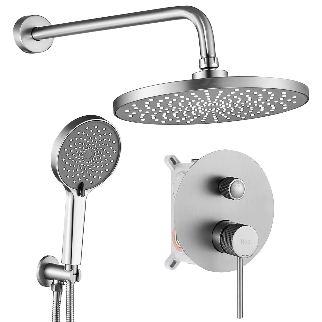 Set Doccia Da Incasso Rea Lungo Stripe Nickel Brush + Box