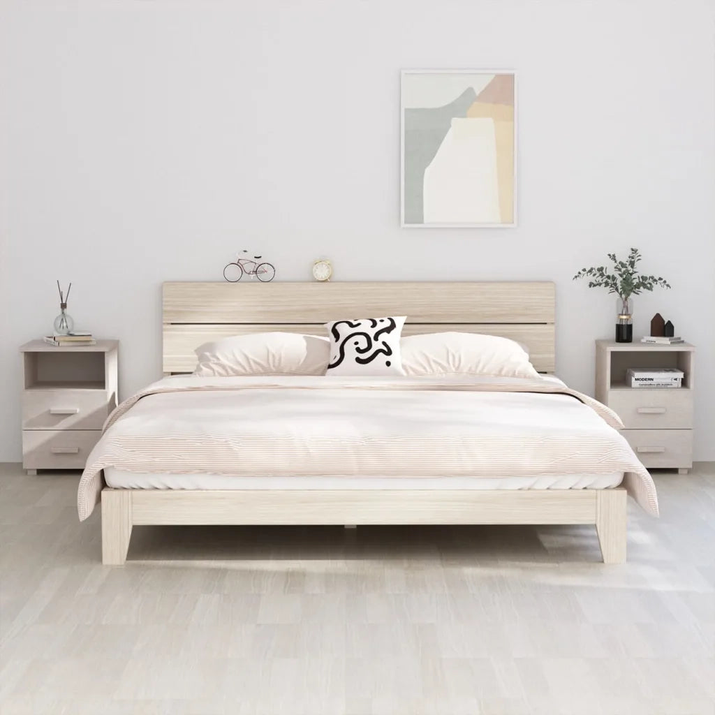 Set di 2 Comodini | Armadio da Notte | Mobiletto da notte HAMAR Bianchi 40x35x62 cm in Legno di Pino
