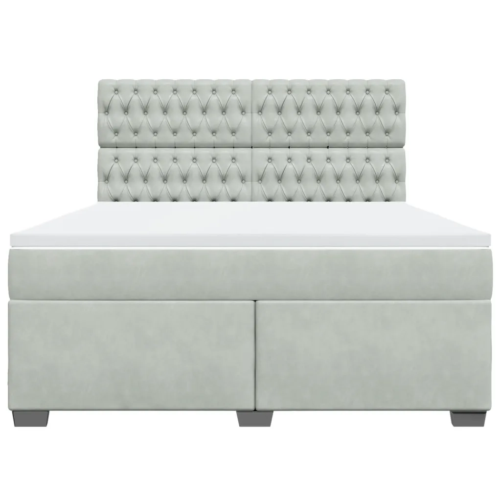 Giroletto a Molle con Materasso Grigio Chiaro 180x200cm Velluto