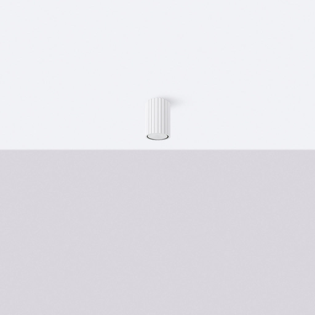 Spot soffitto moderno bianco tondo rigato 10cm GU10