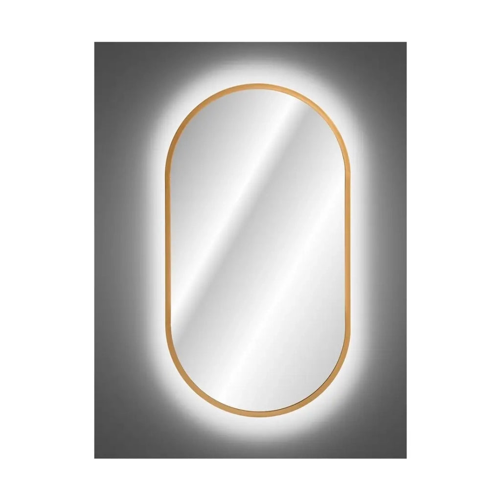 Specchio bagno LED dorato ovale 90x50 cm ultra sottile