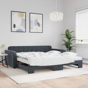 Divano Letto Estraibile Materassi Grigio Scuro 100x200 Velluto 3196961