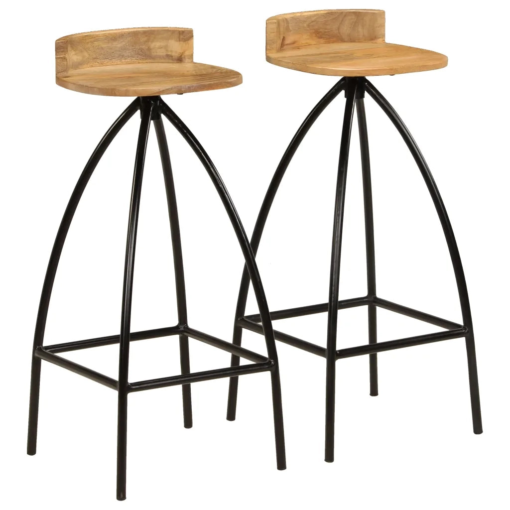 Sgabelli da Bar 2 pz in Legno Massello di Mango cod mxl 77617