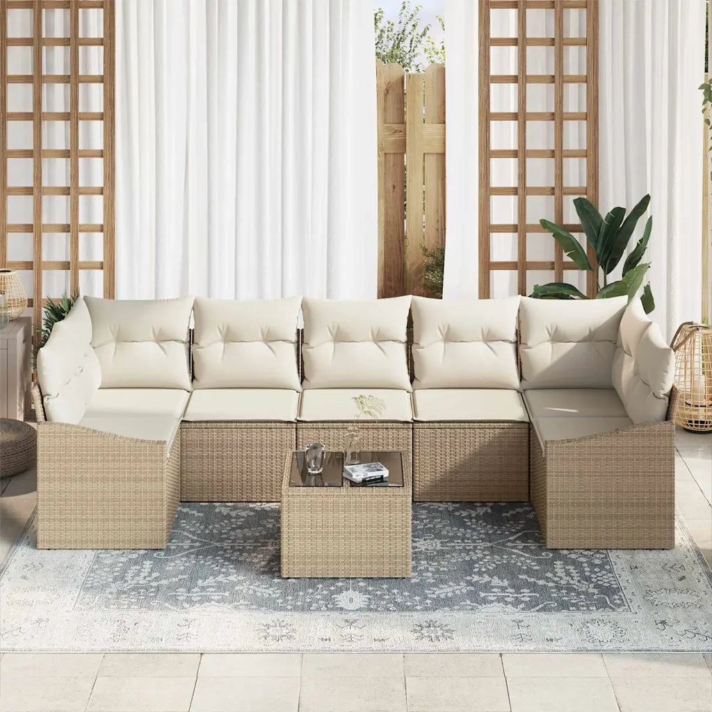 Set di divani con cuscino 8 pcs Beige e Crema polyrattan 3355310