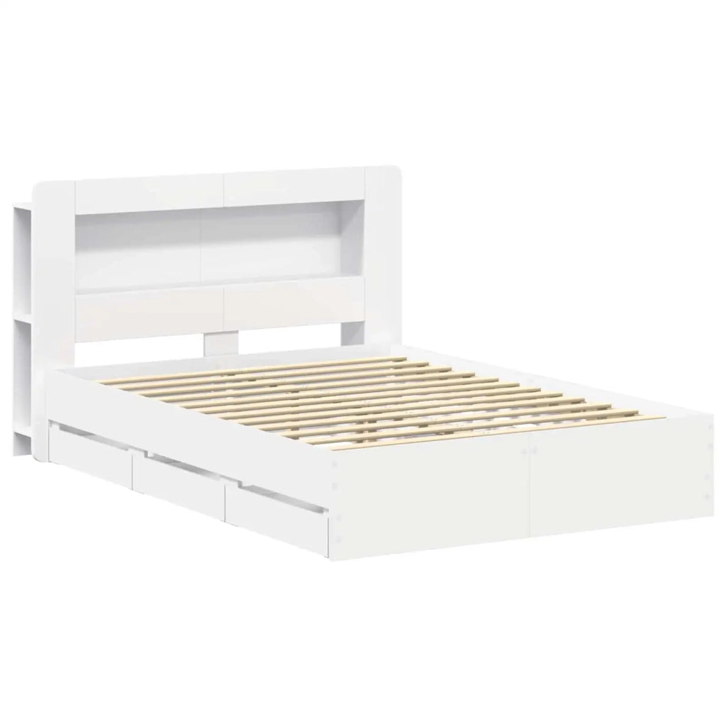 Telaio del letto con storage con testiera Bianco 150 x 200 cm