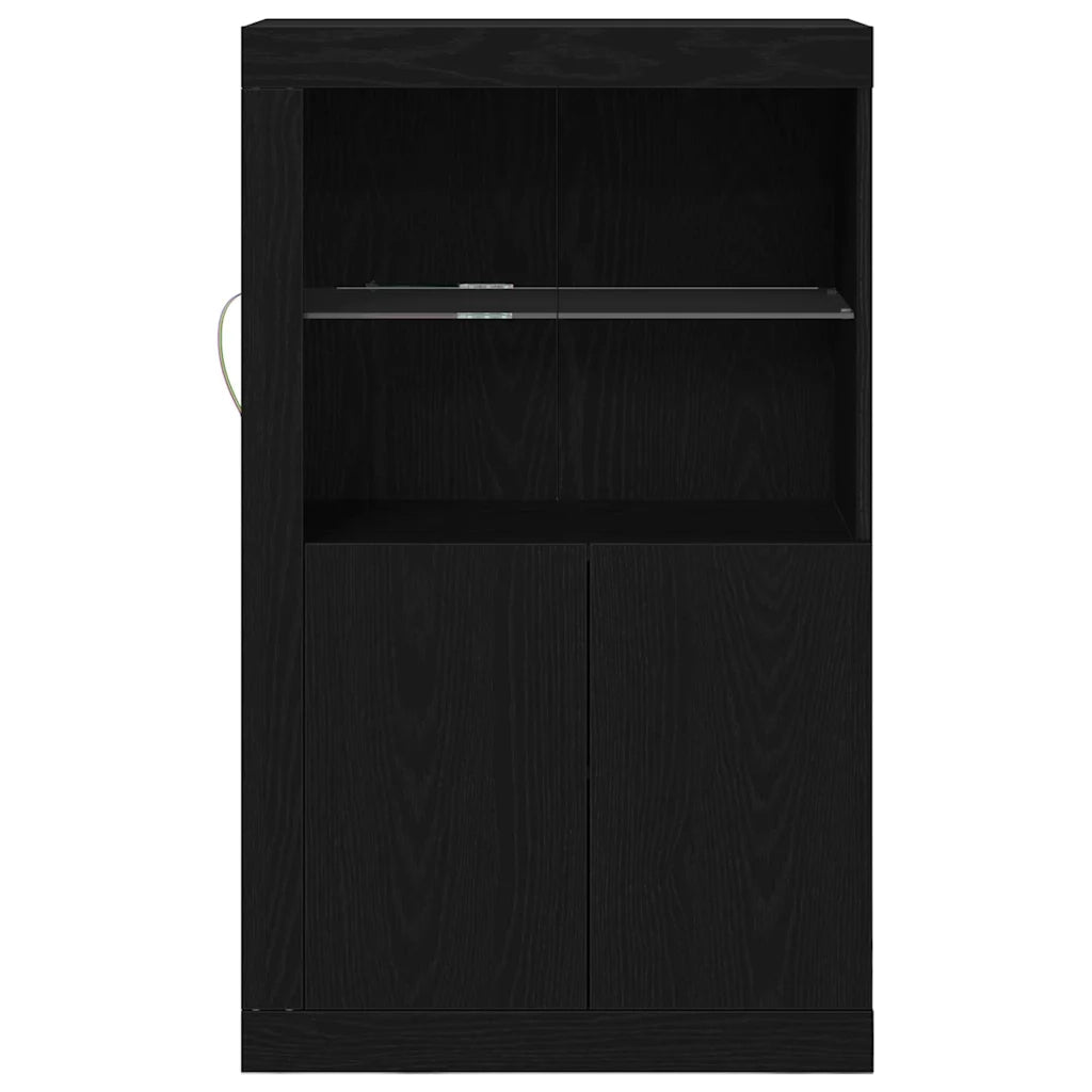 Credenza | Madia LED Rovere Nero 60,5 x 37 x 100 cm Legno multistrato