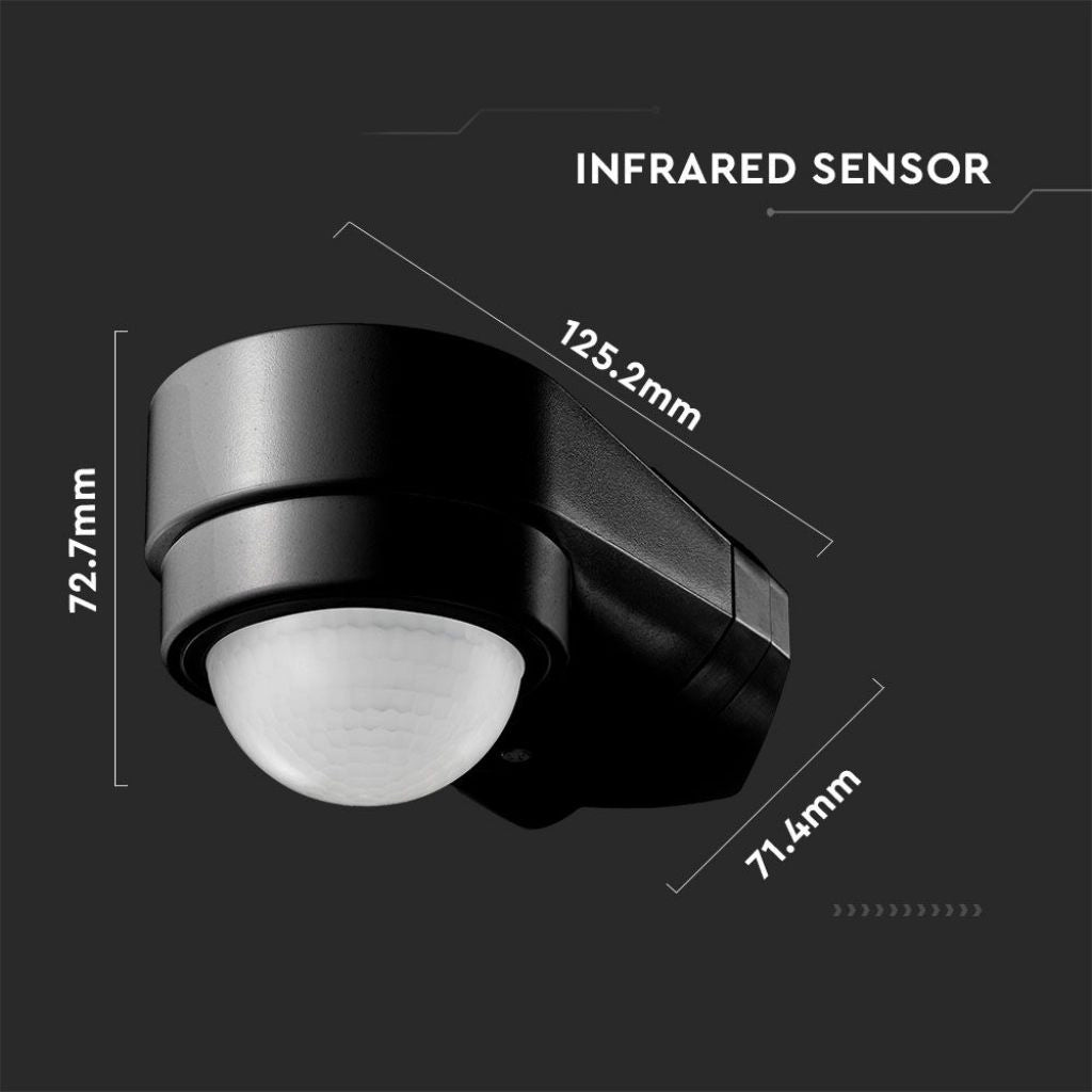 Sensore di Movimento a Infrarossi 240° Montaggio a Parete Angolare Colore Nero SKU 6612