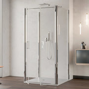 Box doccia saloon tre lati senza profili trasparente 6mm h195 dobla, misura 90x90x90
