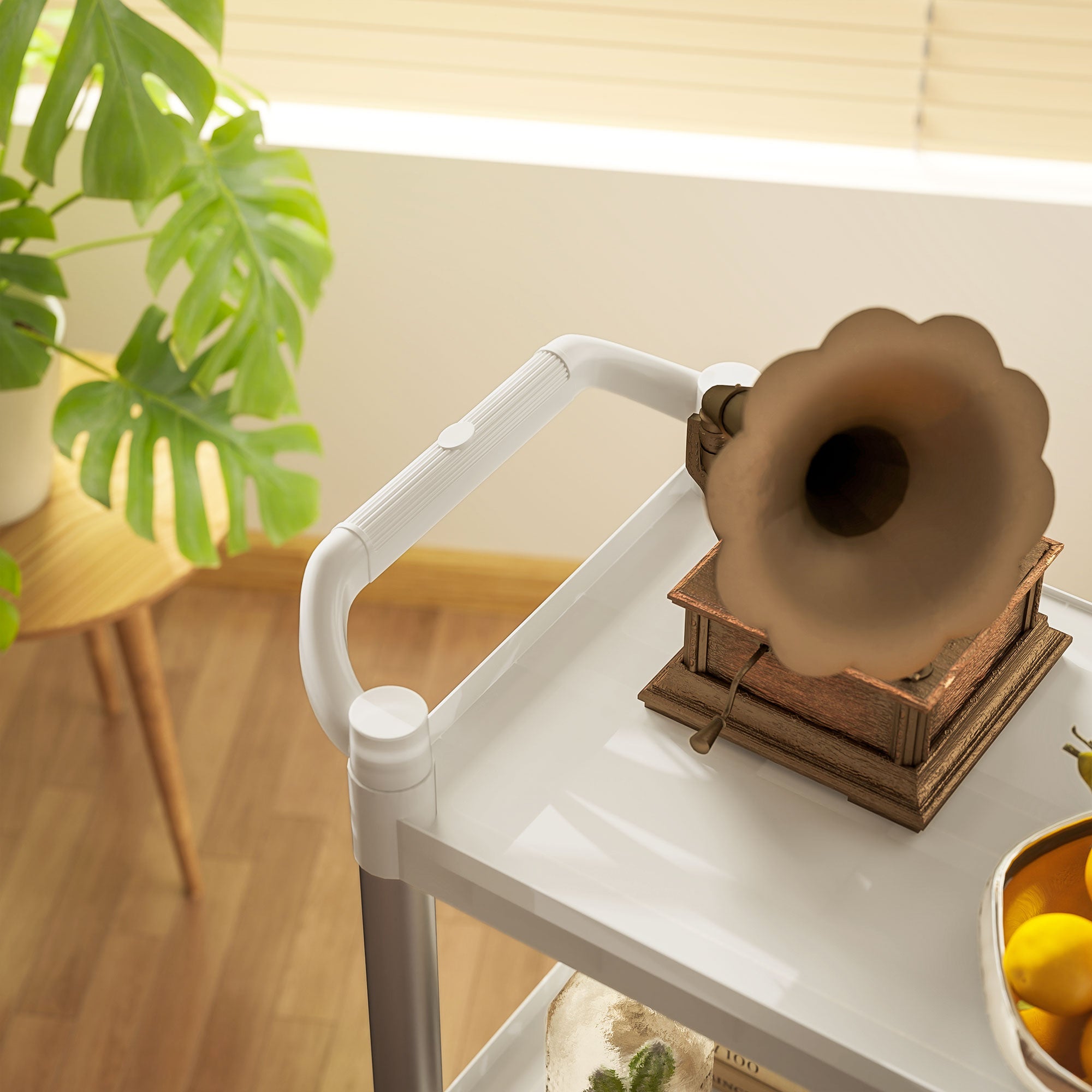 Carrello Portavivande 3 Livelli 88x44x93 cm Bianco e Argento