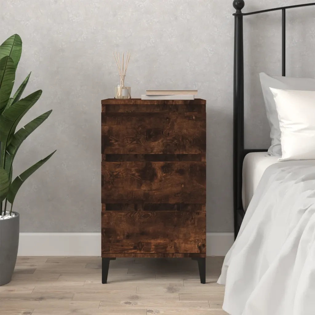 Comodino | Armadio da Notte | Mobiletto da notte Rovere Fumo 40x35x70 cm Legno Multistrato