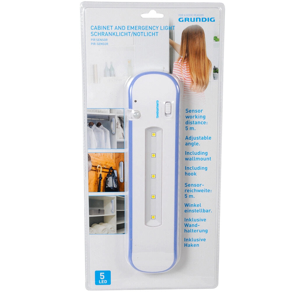 Luce Emergenza 5 LED Sensore di Movimento Range 5 MT Per Armadi Garage Grundig