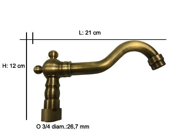 Canna di ricambio lavorata vintage epoca bronzata