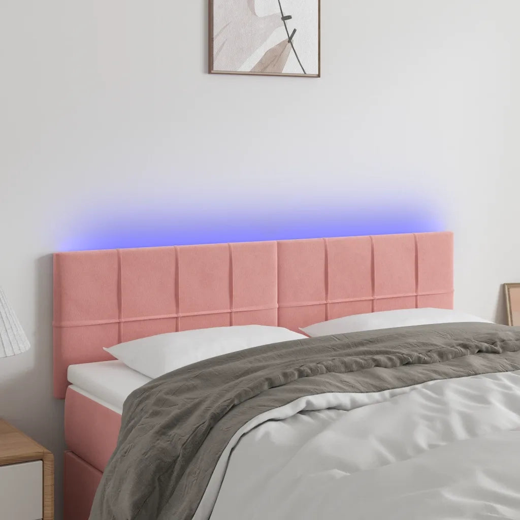 Testiera | Testata a LED Rosa 144x5x78/88 cm in Velluto