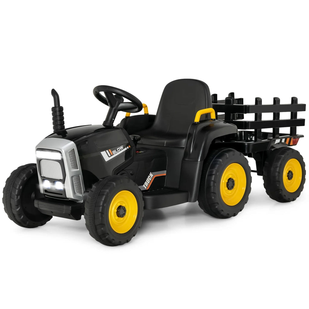 Trattore elettrico con rimorchio 135 x 51 x 53 cm 3 velocità Bluetooth e audio uso esterno PP nero 20_0019284