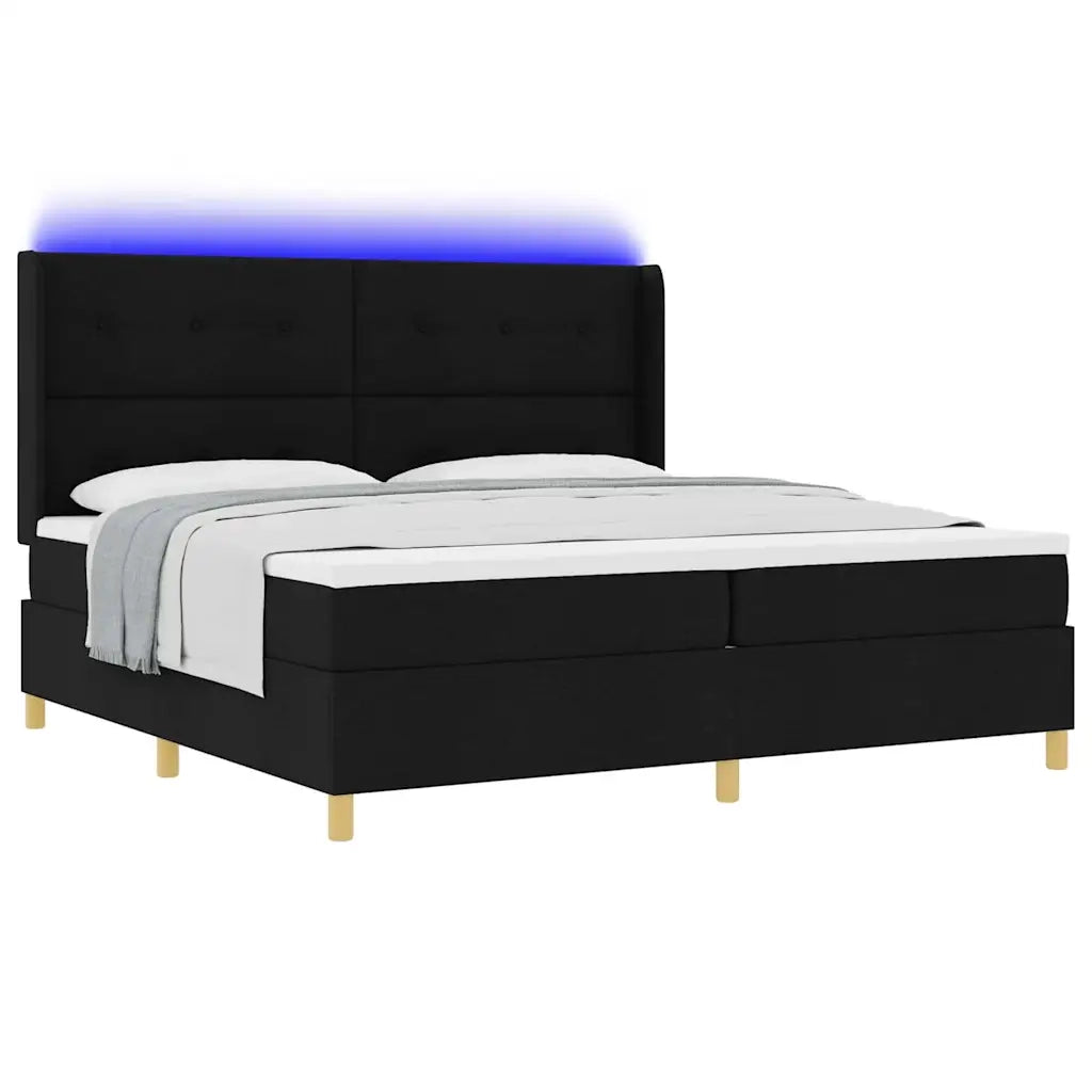 Letto a molle con materasso con led Nero 140 x 200 cm Tessuto 3343716