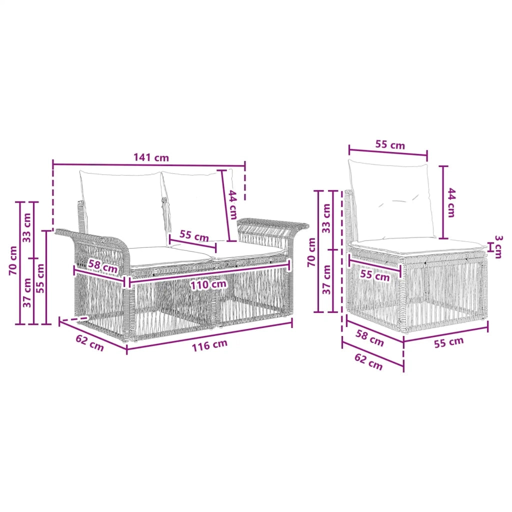 Set Divano da Giardino 5 pcs Beige polyrattan 3434787