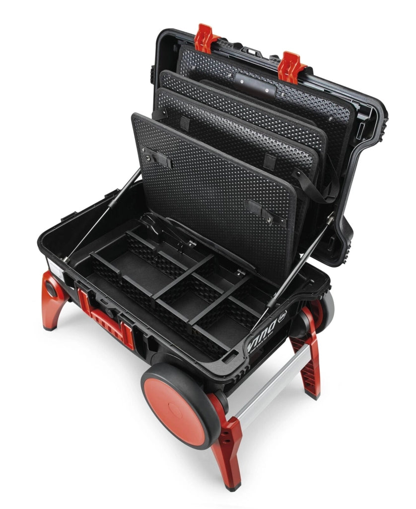 Wiha 44129 Valigetta Portautensili XXL III 52.5 Litri Polipropilene IP55 Ruote Extra Large Gambe Ripiegabili Colore Nero Rosso