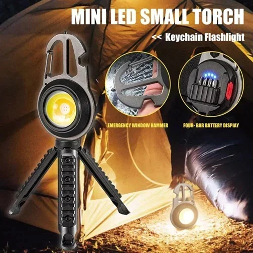 Trade Shop - Torcia Portachiavi Ricaricabile Cob Multiuso Con Treppiede Campeggio Escursionismo Q-cob07 -