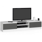 Mobile TV AKORD Bianco 160 cm 2 ante inserto frontale Grigio Grafite 160x40x33 cm